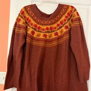 Maurices Rust and Gold Patterned Sweater